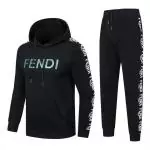 fendi veste et pantalon de jogging fendi logo hoodie black